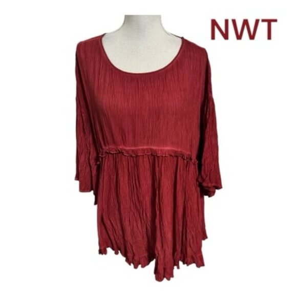 She & Sky Tops - NWT RICH SPICE COLOR BOHO TOP SMALL OVERSIZED BIN #L